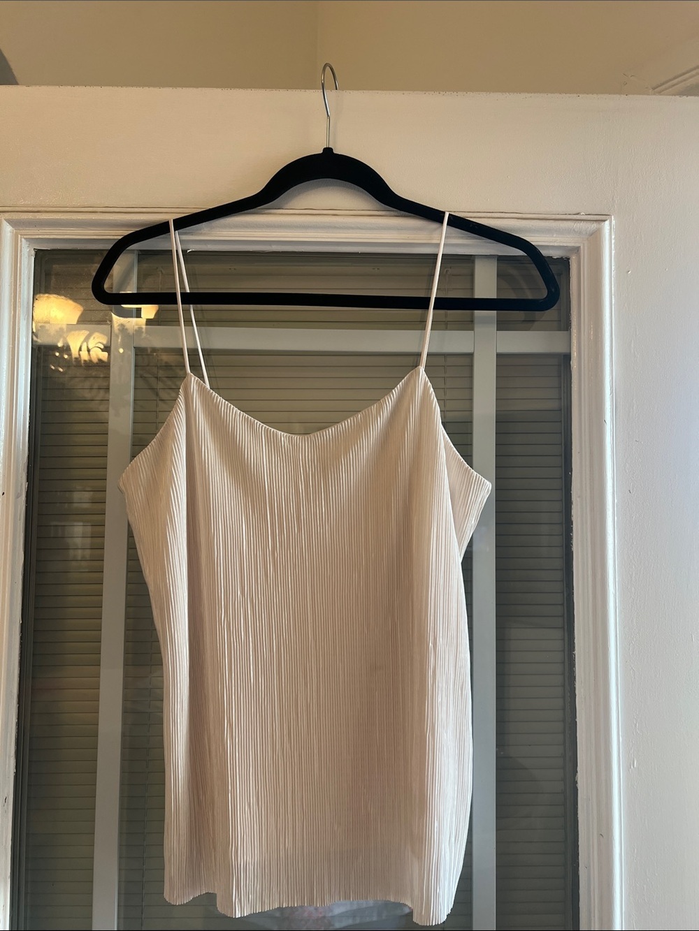 Anne Klein Cream Pleated Spaghetti Strap Top